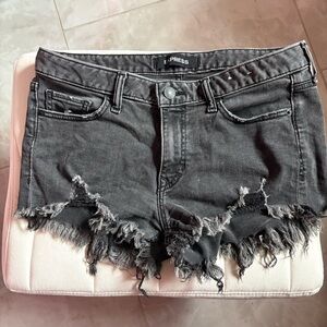 Express Women's Gray Frayed Denim Shorts